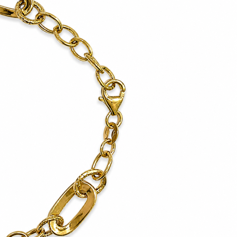 Χρυσό Βραχιόλι 14Κ με Οβάλ και Μεγάλους Κρίκους