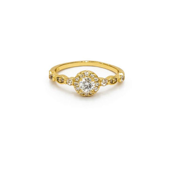 Ασημένιο Μονόπετρο Δαχτυλίδι 925 Επιχρυσωμένο με Ζιργκόν