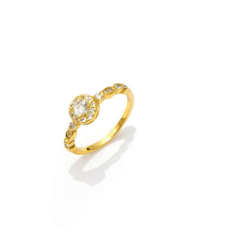 Ασημένιο Μονόπετρο Δαχτυλίδι 925 Επιχρυσωμένο με Ζιργκόν