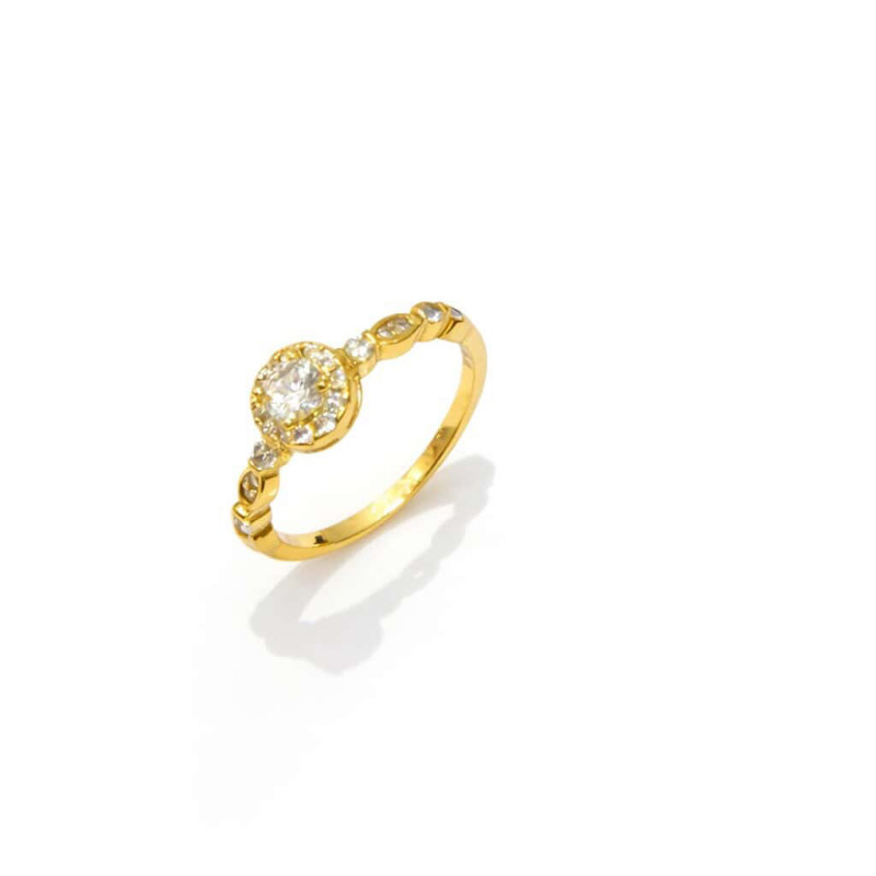 Ασημένιο Μονόπετρο Δαχτυλίδι 925 Επιχρυσωμένο με Ζιργκόν