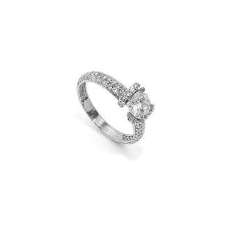 Ασημένιο Μονόπετρο Δαχτυλίδι 925 με Ζιργκόν Πέτρες