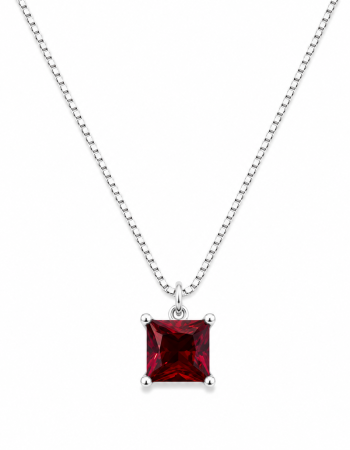 Ασημένιο Κρεμαστό 925 με Κόκκινο Ζιργκόν Princess Cut