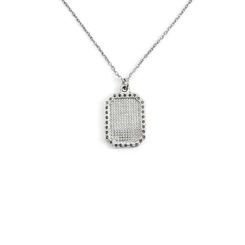 Ασημένιο Δίχρωμο Φυλαχτό 925 με Ζιργκόν Πέτρες σε Όλη την Επιφάνεια – Παναγία και Χριστός