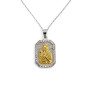 Ασημένιο Δίχρωμο Φυλαχτό 925 με Ζιργκόν – Παναγία και Χριστός