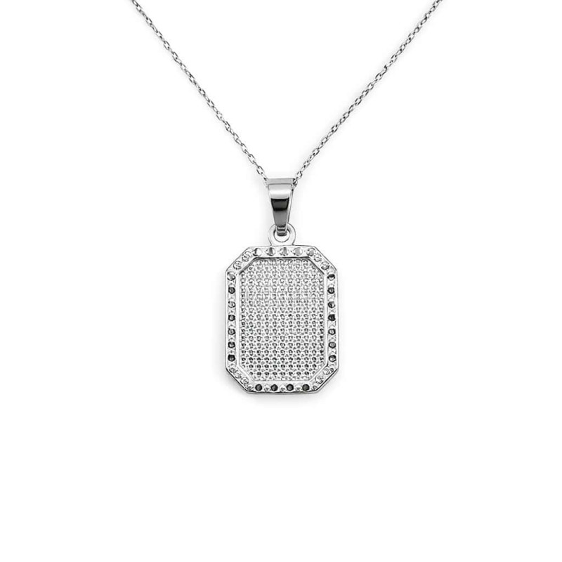 Ασημένιο Δίχρωμο Φυλαχτό 925 με Ζιργκόν – Παναγία και Χριστός