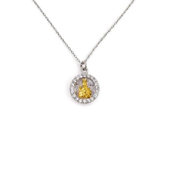 Ασημένιο Δίχρωμο Φυλαχτό 925 με Ζιργκόν – Παναγία και Χριστός