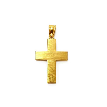 Ασημένιος Επιχρυσωμένος Σταυρός 925 με Ματ Υφή
