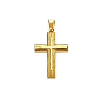 Ασημένιος Επιχρυσωμένος Σταυρός 925 με Ματ Υφή