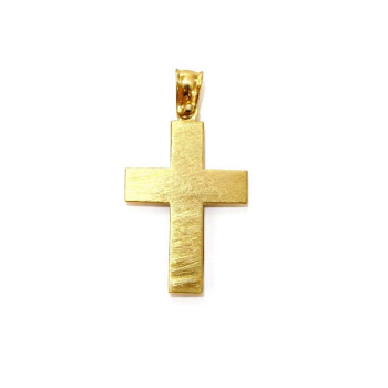 Ασημένιος Επιχρυσωμένος Σταυρός 925 με Ματ Υφή