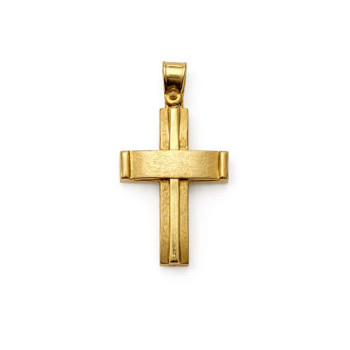 Ασημένιος Επιχρυσωμένος Σταυρός 925 Διπλής Όψης/Διπλής Υφής