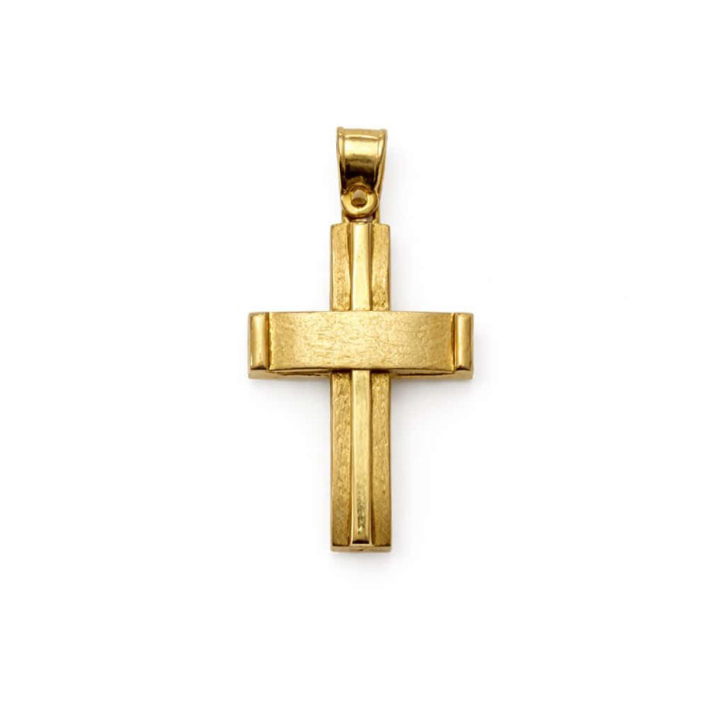 Ασημένιος Επιχρυσωμένος Σταυρός 925 Διπλής Όψης/Διπλής Υφής