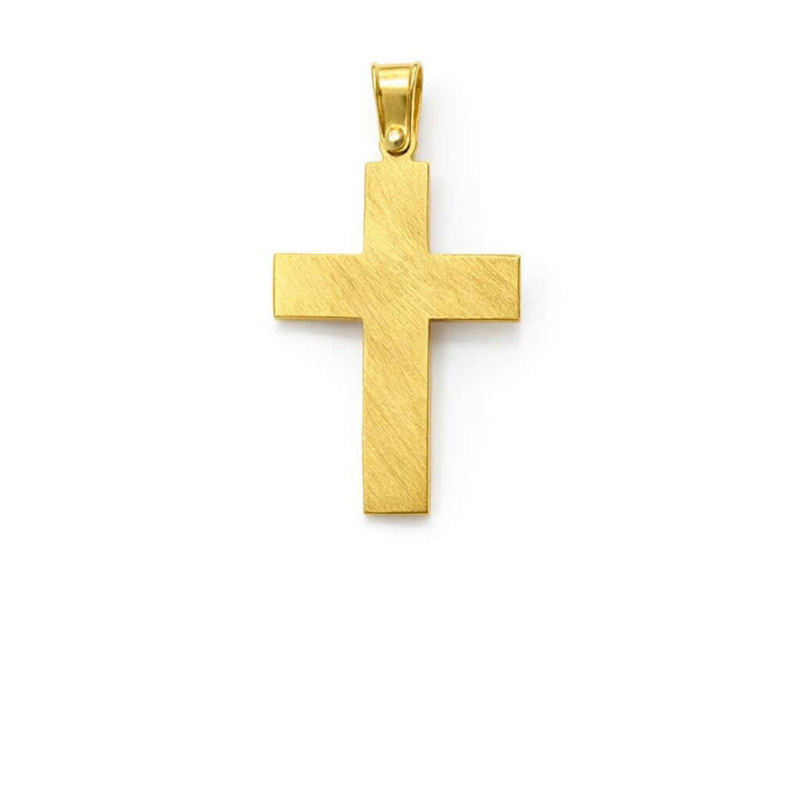 Ασημένιος Κίτρινος Σταυρός 925 με Εσταυρωμένο Χριστό & Ματ Πίσω Όψη
