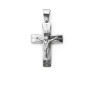 Ασημένιος Λευκός Σταυρός 925 Διπλής Όψης με Εσταυρωμένο Χριστό