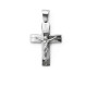 Ασημένιος Λευκός Σταυρός 925 Διπλής Όψης με Εσταυρωμένο Χριστό