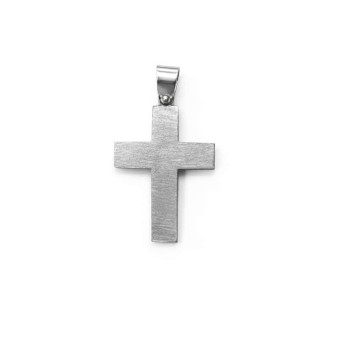 Ασημένιος Λευκός Σταυρός 925 Διπλής Όψης με Εσταυρωμένο Χριστό