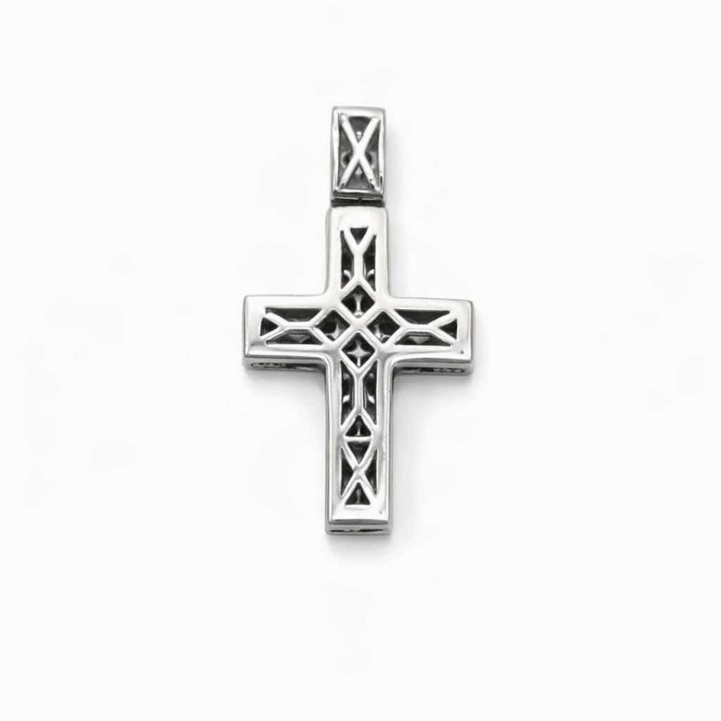 Ασημένιος Σταυρός 925 με Πέτρες Ζιργκόν σε Όλη την Επιφάνεια