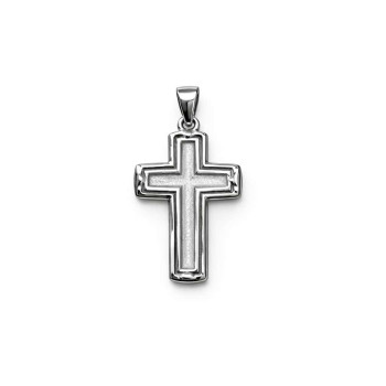 Ασημένιος Λευκός Σταυρός 925 Διπλής Όψης με Εσταυρωμένο Χριστό