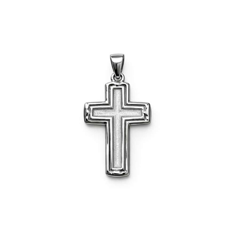 Ασημένιος Λευκός Σταυρός 925 Διπλής Όψης με Εσταυρωμένο Χριστό